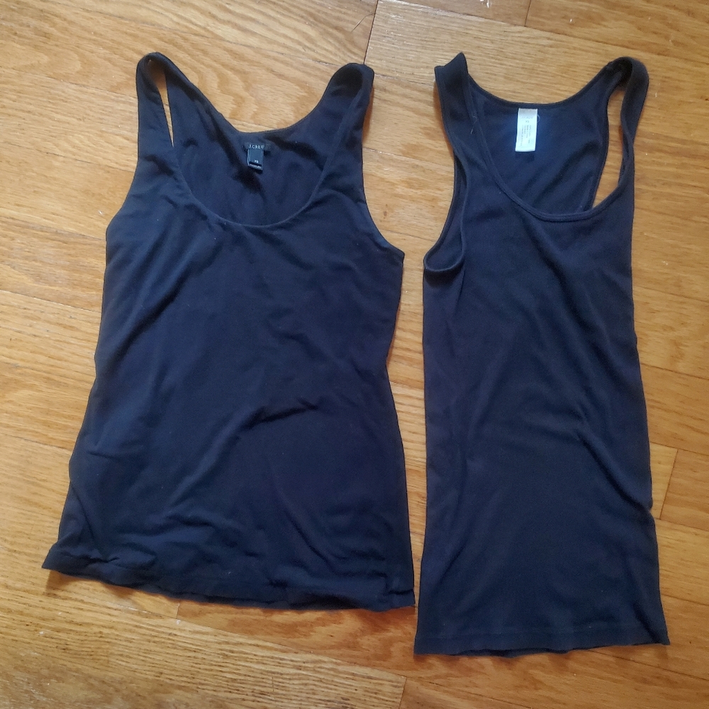 JCrew 2 Black Tank Tops, One Wear Alone, One Layering, Womens XS